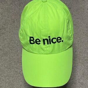 "Be Nice" Neon Green Yellow Baseball Cap Hat Adjustable Lightweight